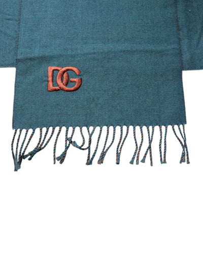 Dolce & Gabbana Blau Grün Wolle Fransen Wickelschal Schal