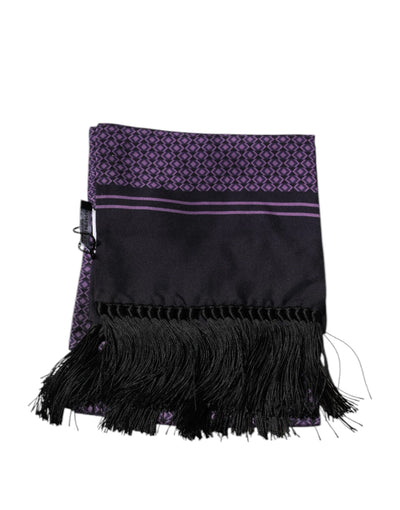 Dolce & Gabbana Lila Fantasie Seide Fransen Hals Wrap Schal
