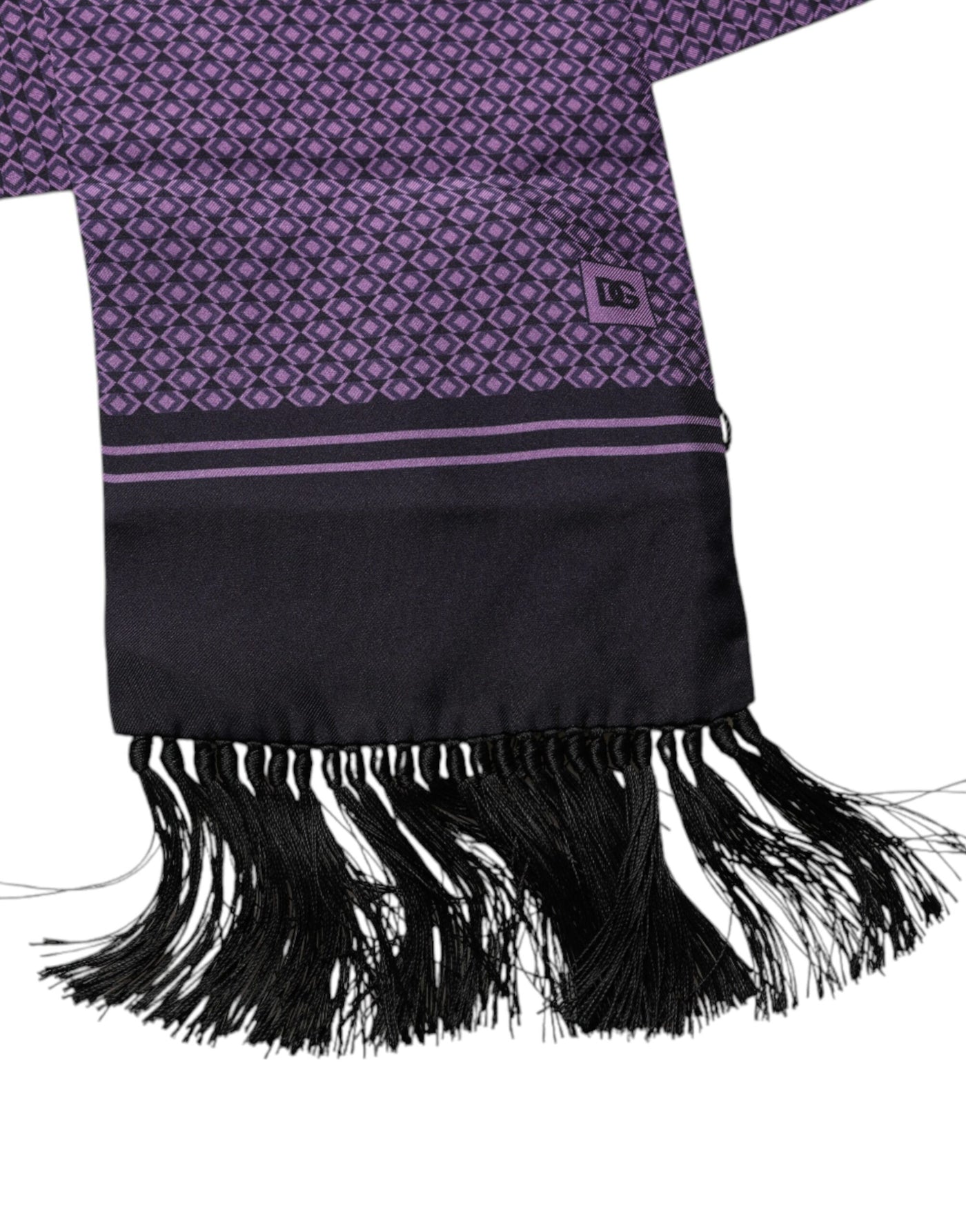 Dolce & Gabbana Lila Fantasie Seide Fransen Hals Wrap Schal