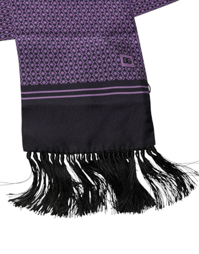 Dolce & Gabbana Lila Fantasie Seide Fransen Hals Wrap Schal