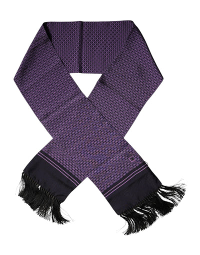 Dolce & Gabbana Lila Fantasie Seide Fransen Hals Wrap Schal