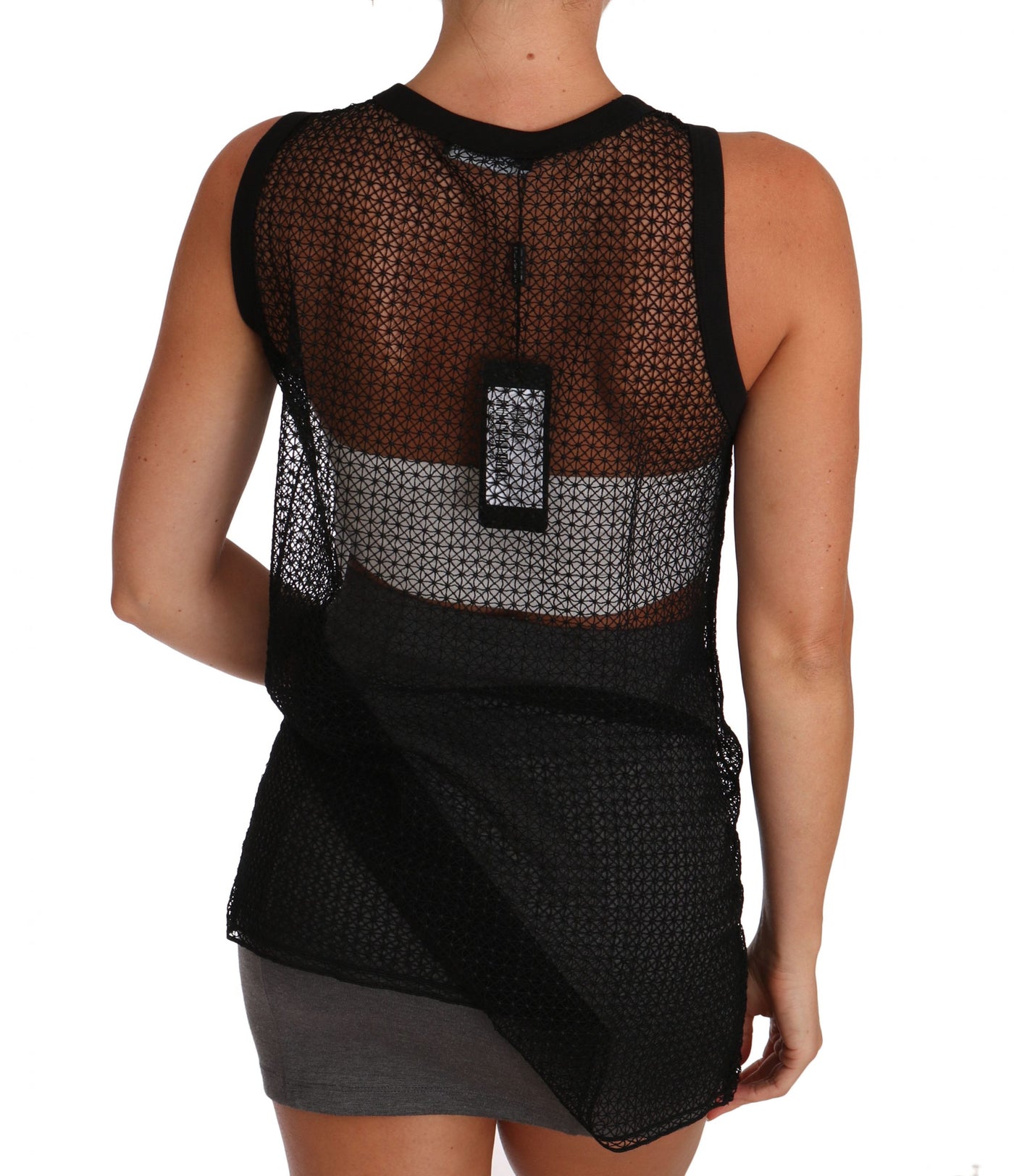 Dolce & Gabbana Schwarzes Netz-T-Shirt mit transparenter Bluse
