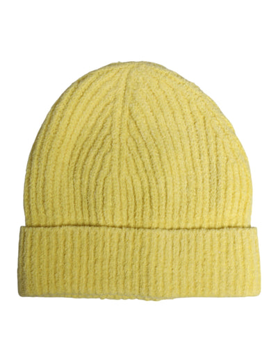 Dolce & Gabbana Gelbe Baumwolle gestrickt Winter Beanie Hut