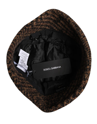 Dolce & Gabbana Brauner Hut mit Hahnentrittmuster aus gewebter Wolle
