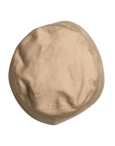 Dolce & Gabbana Beige Logo-Monogramm-Baumwoll-Eimerkappe