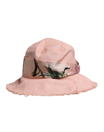 Dolce & Gabbana Rosa Baumwoll-Eimerhut mit breiter Krempe