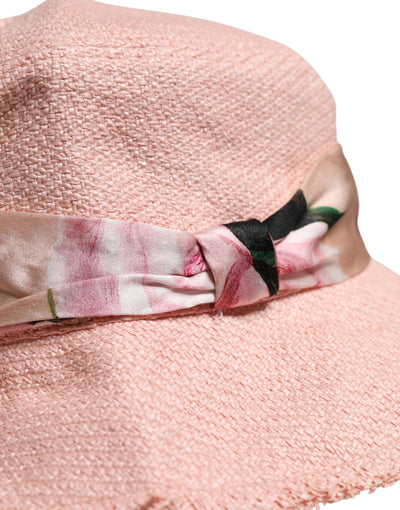 Dolce & Gabbana Rosa Baumwoll-Eimerhut mit breiter Krempe