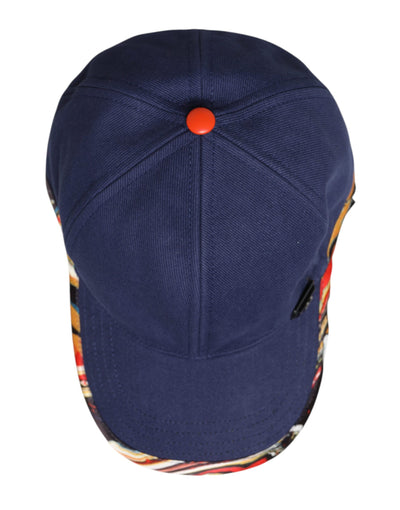 Dolce & Gabbana Baseballkappe aus blauer Baumwolle mit 6 Feldern