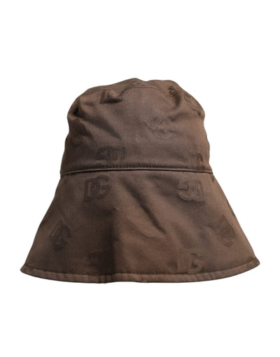 Dolce & Gabbana Braune Logo-Monogramm-Eimerkappe aus Baumwolle