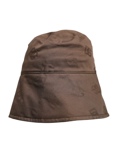 Dolce & Gabbana Braune Logo-Monogramm-Eimerkappe aus Baumwolle