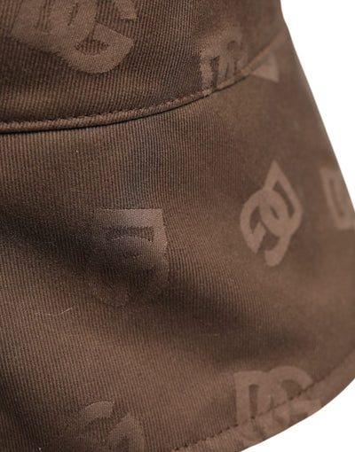 Dolce & Gabbana Braune Logo-Monogramm-Eimerkappe aus Baumwolle