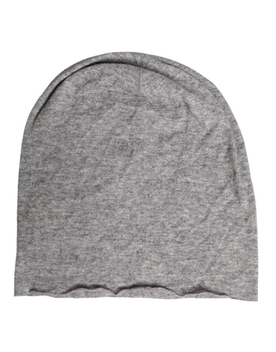 Dolce & Gabbana Graue Viskosemischung, gestrickte Beanie-Mütze