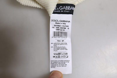 Dolce & Gabbana Beige Wollmischung gestrickte Beanie-Mütze
