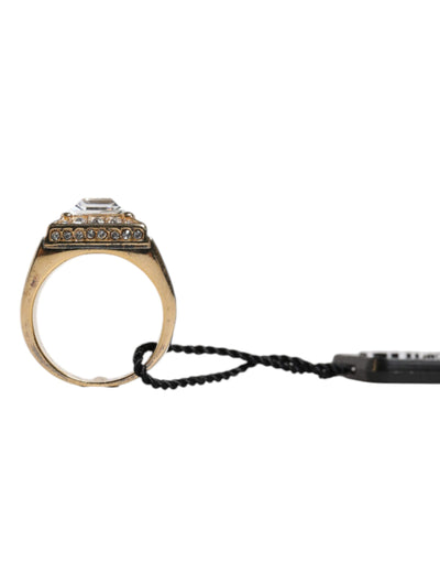 Dolce & Gabbana Goldfarbener Sterling Silber 925 Kristalle Ring