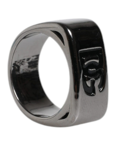 Dolce & Gabbana Silberfarbener Messing Anello DG Logo Ring