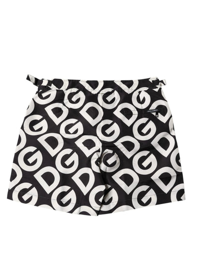 Dolce & Gabbana Schwarz Weiß Logo Beachwear Shorts Bademode
