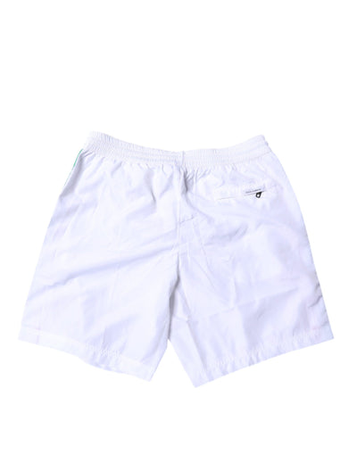Dolce & Gabbana Weiße Streifen Beachwear Shorts 2Pc Bademode