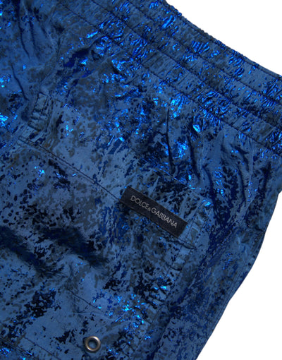 Dolce & Gabbana Blaue Nylon Beachwear Badeshorts 2Pc Bademode