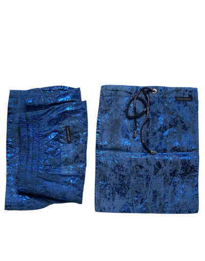 Dolce & Gabbana Blaue Nylon Beachwear Badeshorts 2Pc Bademode
