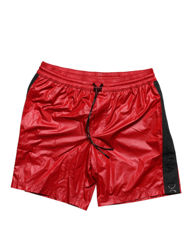 Dolce & Gabbana Rote Polyester Strandbekleidung Shorts 2Pc Bademode
