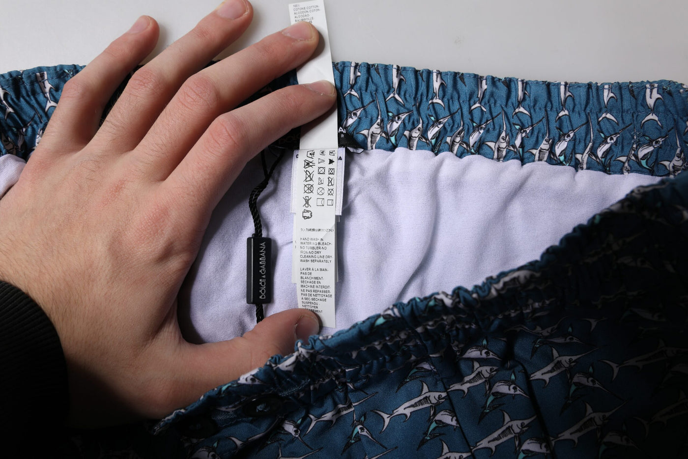 Dolce & Gabbana Blauer Hai Print Gekürzte Bademode Bademode