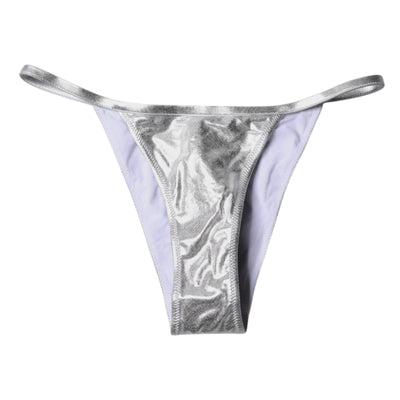 Dolce & Gabbana Silberne Polyester Strandbekleidung Bikiniunterteil Badebekleidung
