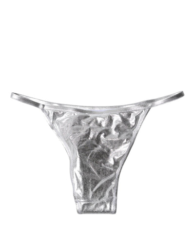 Dolce & Gabbana Silberne Polyester Strandbekleidung Bikiniunterteil Badebekleidung