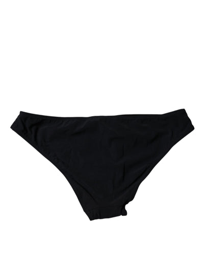 Dolce & Gabbana Schwarze Nylon Stretch Mid Waist Panty Unterwäsche