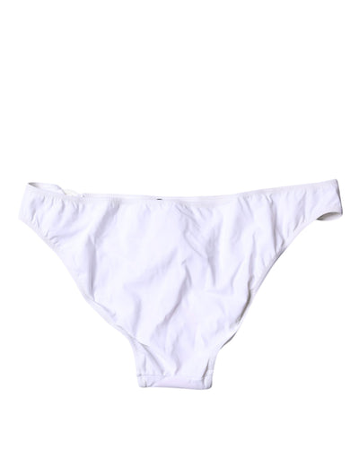 Dolce & Gabbana Weißes Nylon Beachwear Bikini Bottom Badebekleidung