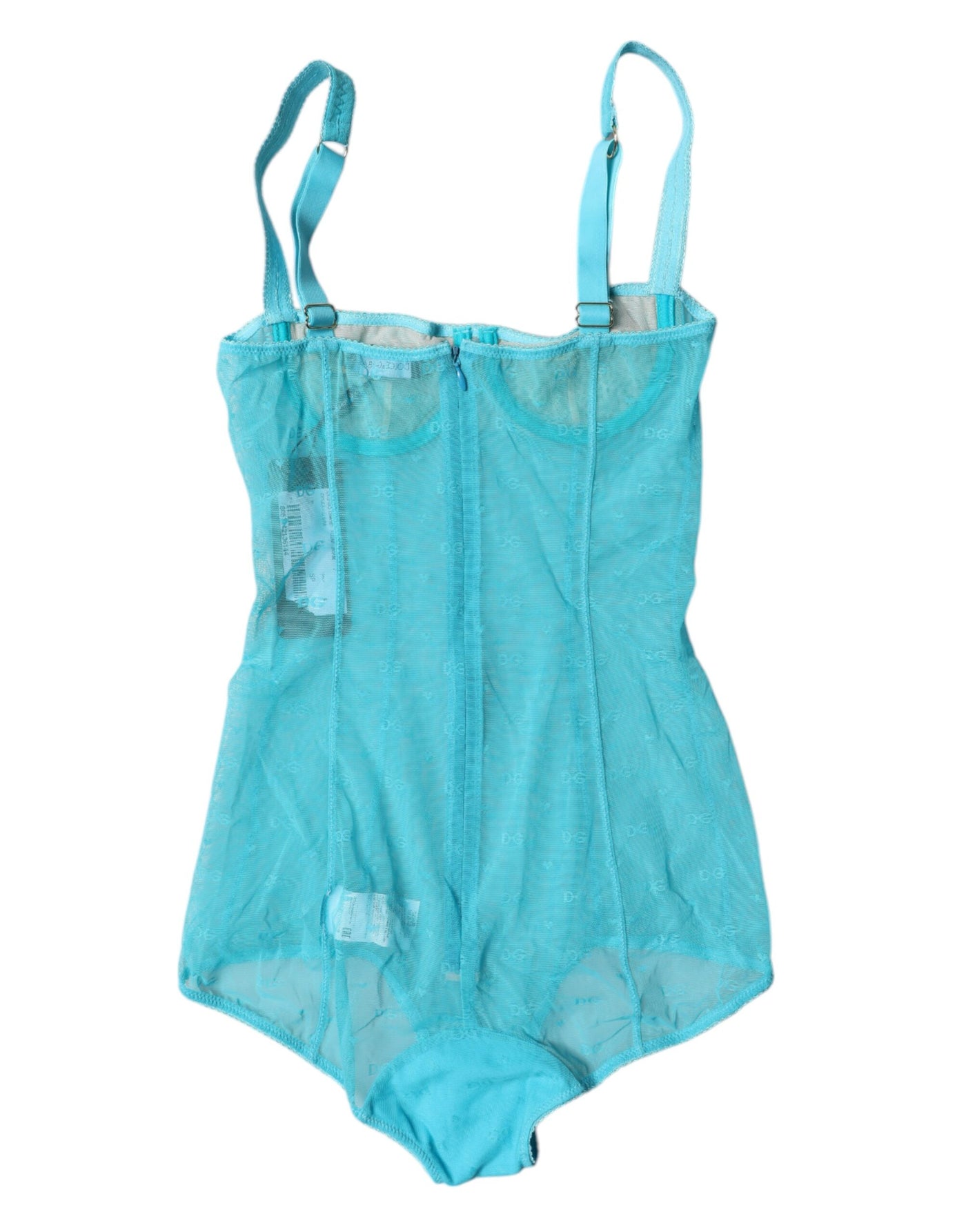 Dolce & Gabbana Blauer Tüll-Balconette-BH Bodysuit Unterwäsche