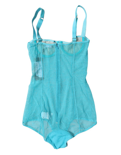 Dolce & Gabbana Blauer Tüll-Balconette-BH Bodysuit Unterwäsche