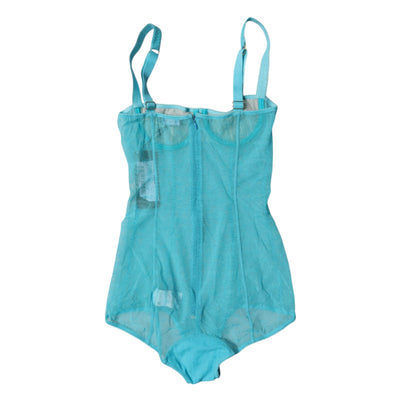 Dolce & Gabbana Blauer Tüll-Balconette-BH Bodysuit Unterwäsche