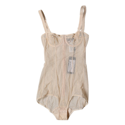 Dolce & Gabbana Beige Tüll Balconette BH Bodysuit Unterwäsche