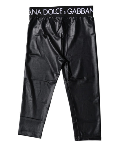 Dolce & Gabbana Schwarze Logo-Nylon-Kurzstrumpfhose Hose Unterwäsche