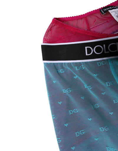 Dolce & Gabbana Blaue fuchsiafarbene Logo-Dessous Gekürzte Unterwäsche