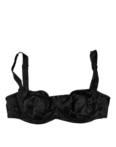 Dolce & Gabbana Schwarzer Seidenstretch-Balconette-BH Unterwäsche