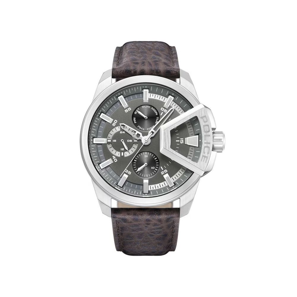 Police Braune Lederuhr