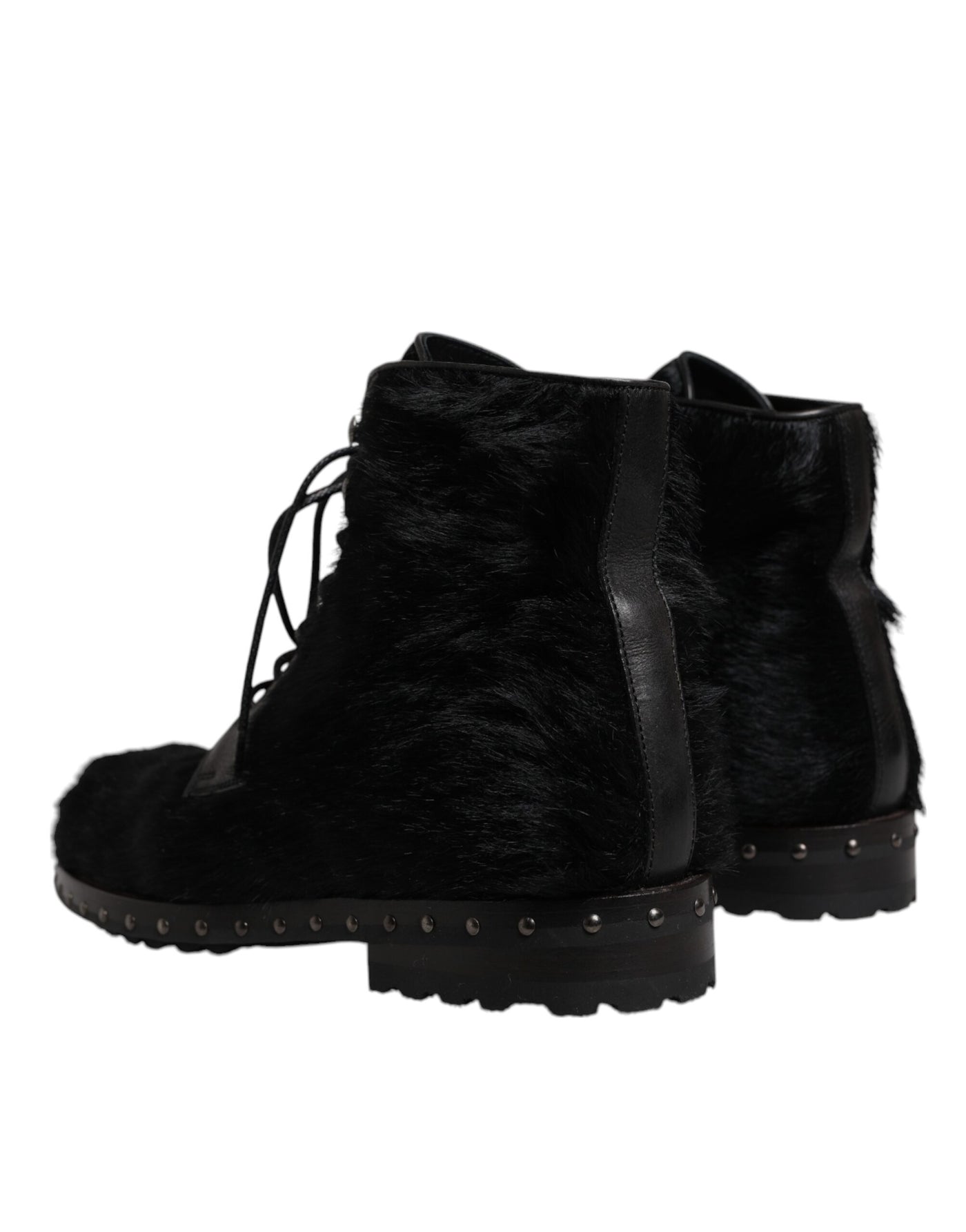 Dolce & Gabbana Schwarze Pony Style Leder Mid Calf Stiefel Schuhe