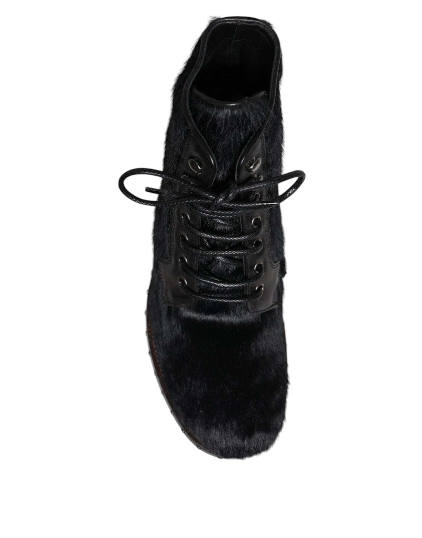 Dolce & Gabbana Schwarze Pony Style Leder Mid Calf Stiefel Schuhe