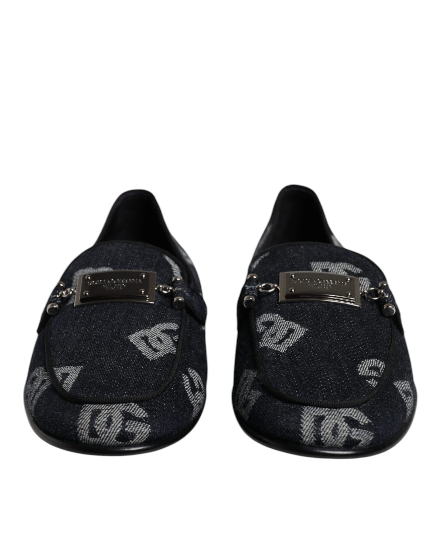 Dolce & Gabbana Schwarzes Logo Baumwolle Loafers Formelle Schuhe