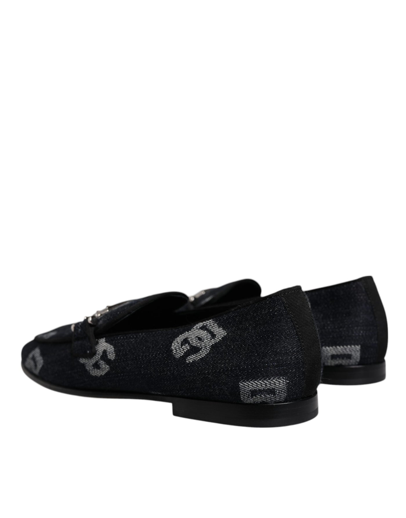 Dolce & Gabbana Schwarzes Logo Baumwolle Loafers Formelle Schuhe