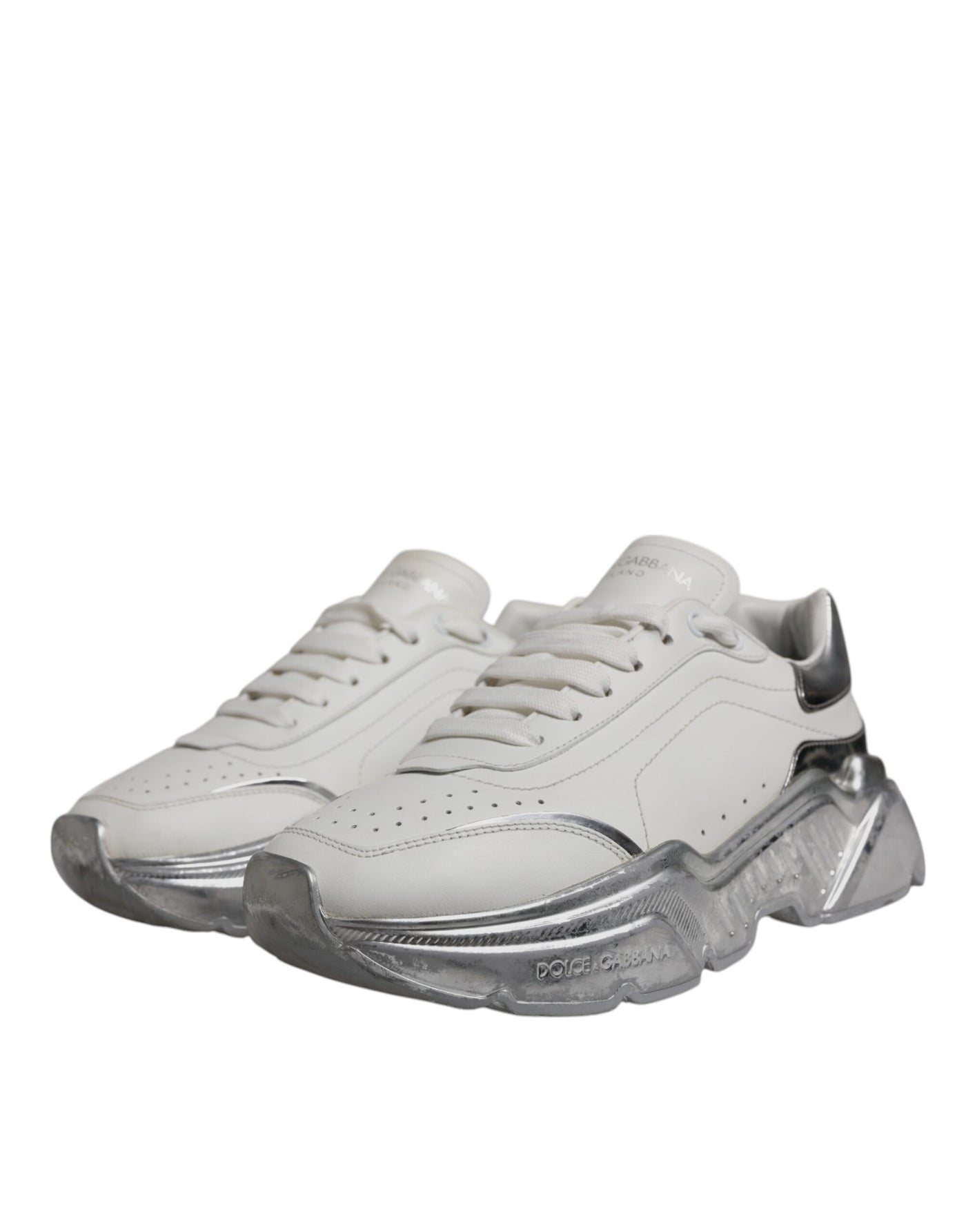 Dolce & Gabbana Weiß Silber Daymaster Low Top Sneaker Schuhe