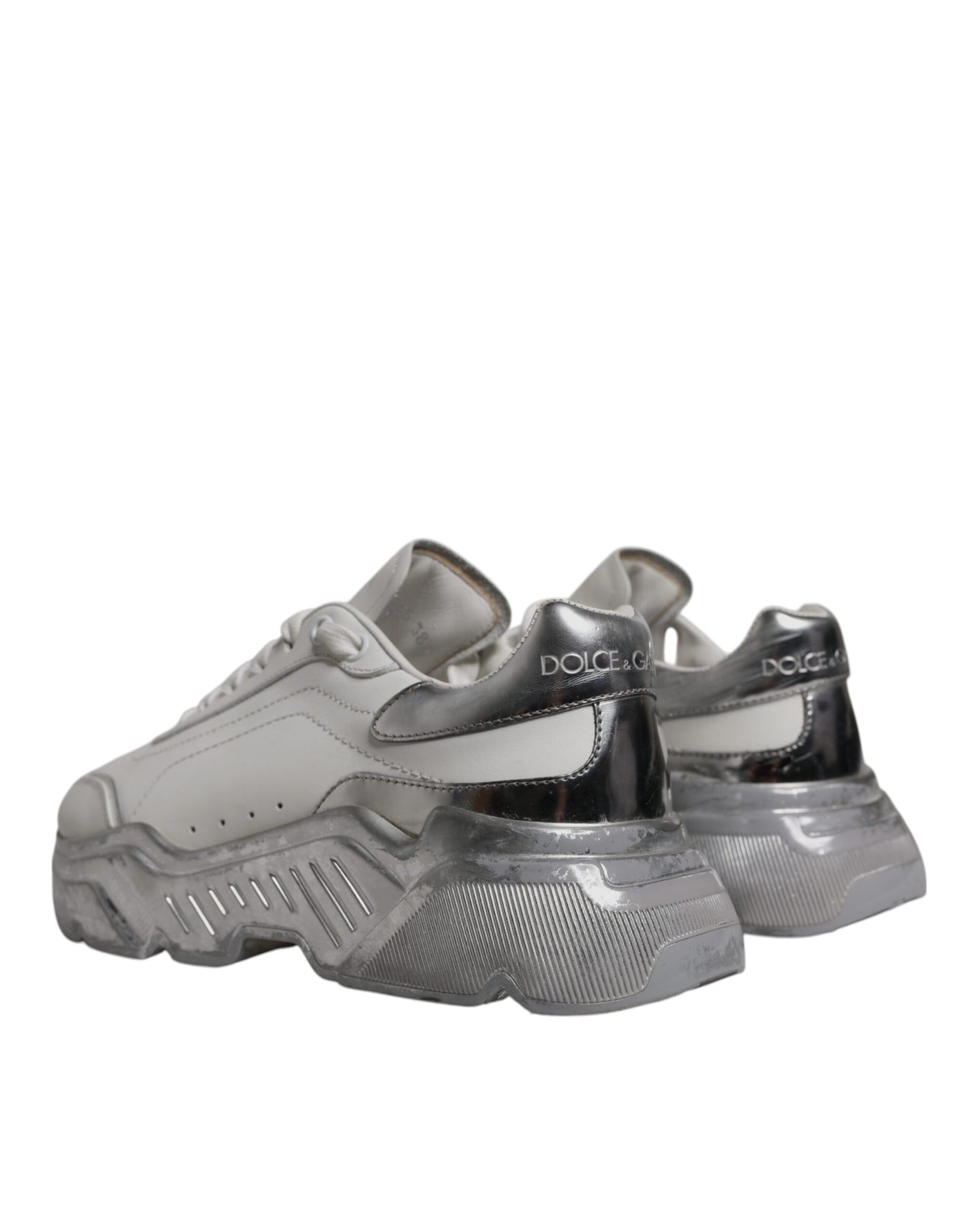 Dolce & Gabbana Weiß Silber Daymaster Low Top Sneaker Schuhe