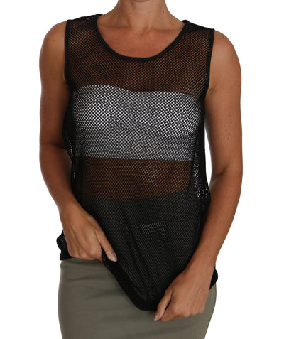 Dolce & Gabbana Schwarzes Netz-T-Shirt mit transparenter Bluse