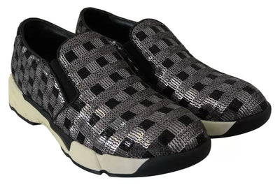 PINKO Silber Schwarz Slip-on Sequence Design Sneakers Schuhe