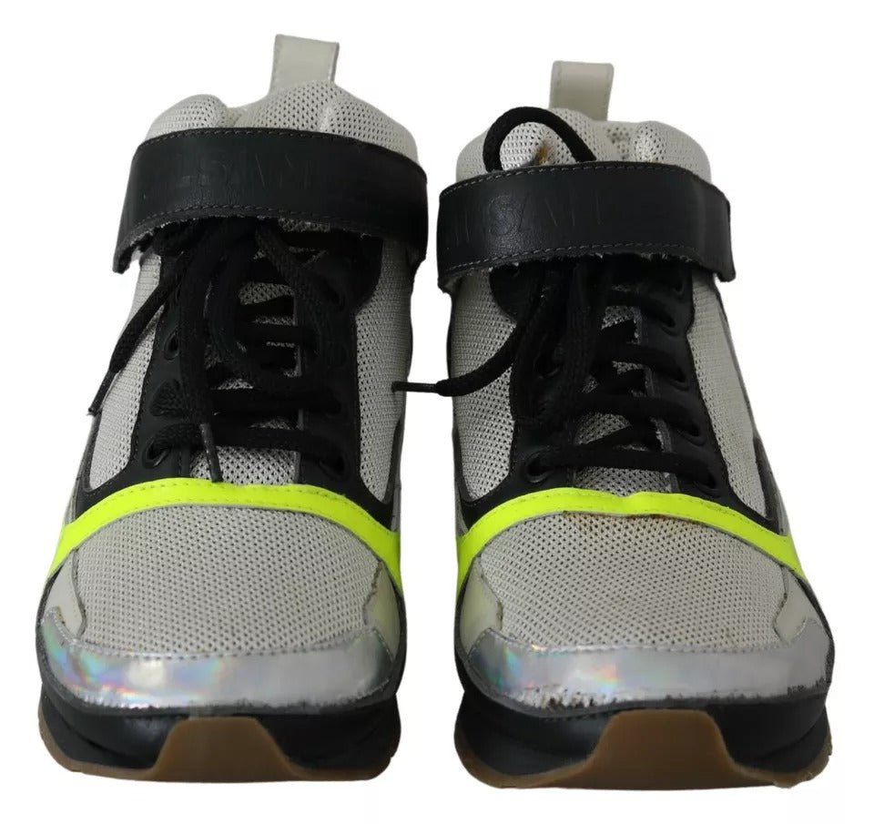 Jil Sander Fog Gray Neon Grün Schwarz Lace-Up Strap Schuhe