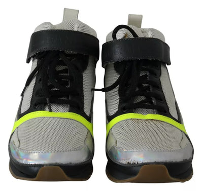 Jil Sander Fog Gray Neon Grün Schwarz Lace-Up Strap Schuhe