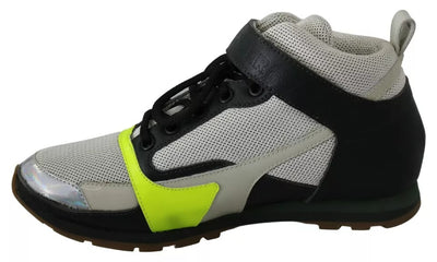 Jil Sander Fog Gray Neon Grün Schwarz Lace-Up Strap Schuhe