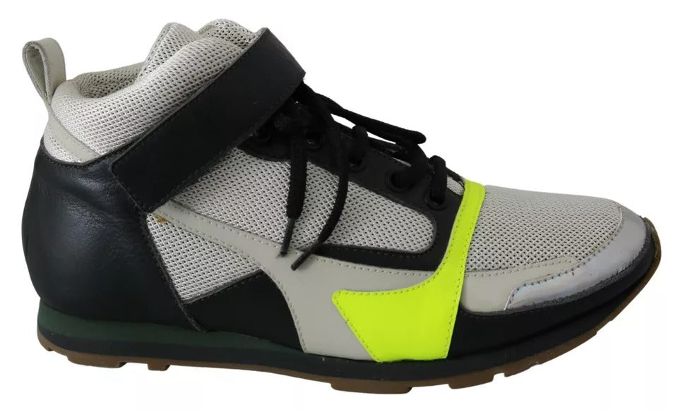 Jil Sander Fog Gray Neon Grün Schwarz Lace-Up Strap Schuhe