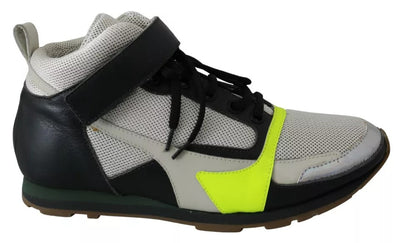 Jil Sander Fog Gray Neon Grün Schwarz Lace-Up Strap Schuhe